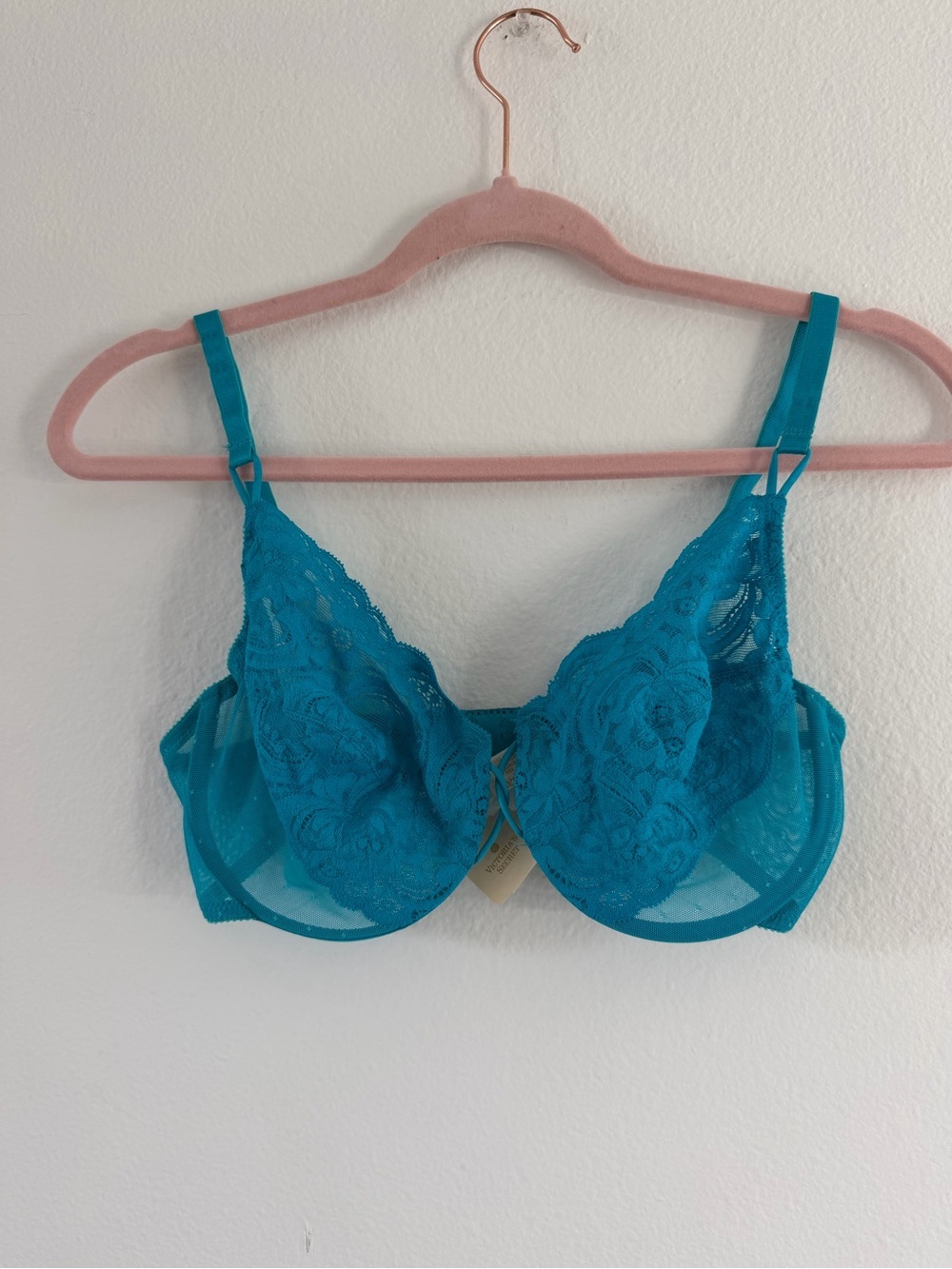 Vintage Victorias Secret Deadstock Teal Lace Underwire Bra 36D NWT